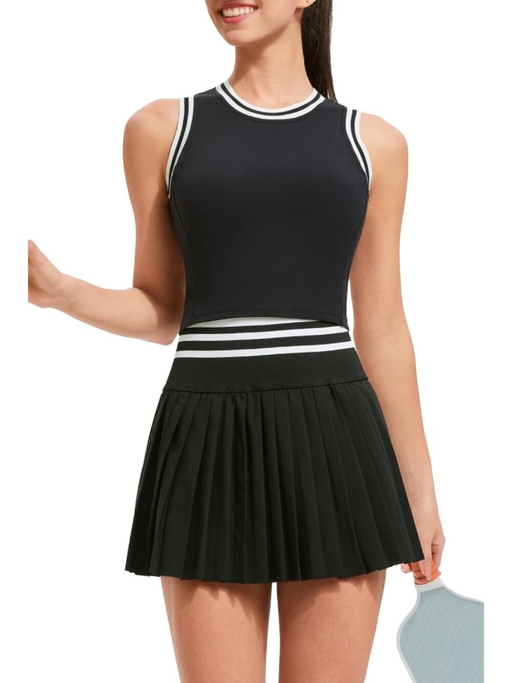 High Waisted Pleated Tennis Skirt Set for Women | Athletic Golf Outfit with